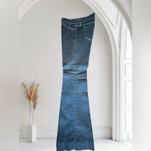 SOLD Design Lab Dark Blue Flare Jeans Houston High Heel Bell Pull on Jeans.
